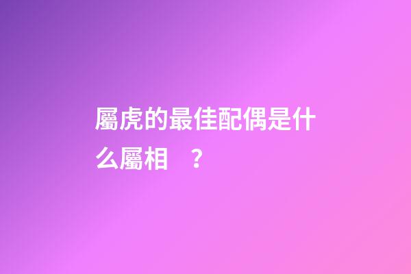 屬虎的最佳配偶是什么屬相？